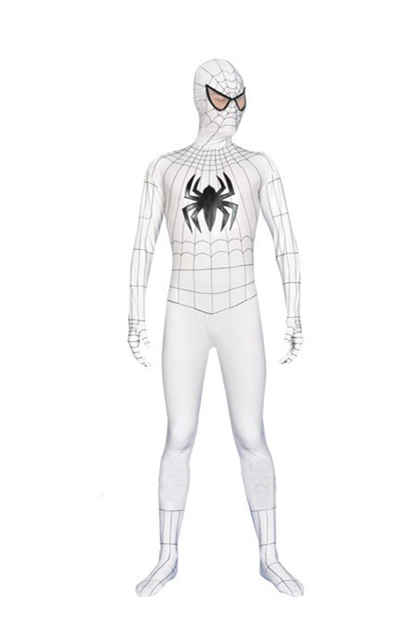 Halloween Costumes White Spiderman Zentai Suit - Click Image to Close